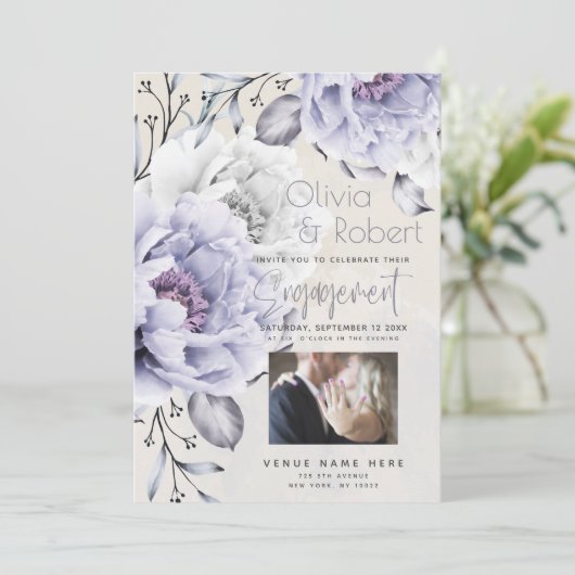 VERLOVING | Rustieke lila en albasten pioen bloems Kaart (Staand voorkant)