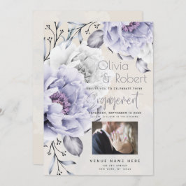 VERLOVING | Rustieke lila en albasten pioen bloems Kaart