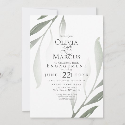 VERLOVING | Sage Green Olive Branch Waterverf Kaart (Voorkant)