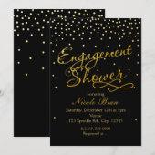 Verloving Shower Black & Gold Foil Dot Invitation Kaart (Voorkant / Achterkant)