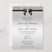 Verloving Silver Sequins Black Bow Kaart (Achterkant)