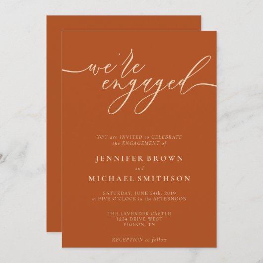 Verloving Simple Terracotta Kaart (Voorkant / Achterkant)