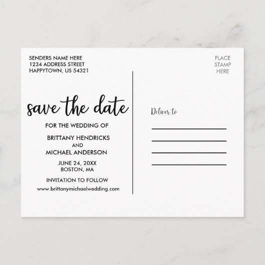 Verloving sparen de Datum Moderne Foto Briefkaart (Achterkant)