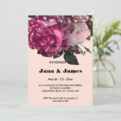 Verloving String Lights Burgundy Flowers Kaart (Staand voorkant)