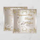 Verloving Swans ans Gold Sepia Elegant Party Kaart (Voorkant / Achterkant)