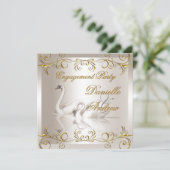 Verloving Swans ans Gold Sepia Elegant Party Kaart (Staand voorkant)
