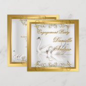 Verloving Swans Gold White Elegant Party Kaart (Voorkant / Achterkant)