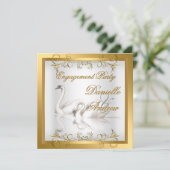 Verloving Swans Gold White Elegant Party Kaart (Staand voorkant)