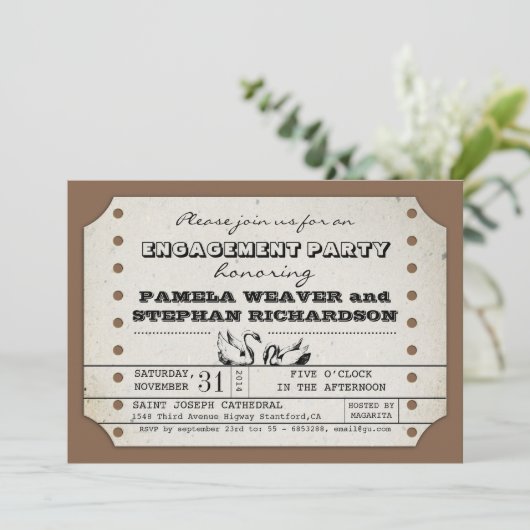  VERLOVING TICKET TYPOGRAFISCHE UITNODIGINGEN (Staand voorkant)