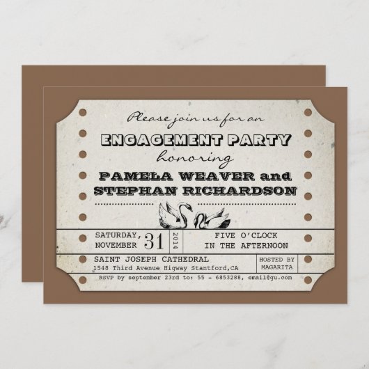  VERLOVING TICKET TYPOGRAFISCHE UITNODIGINGEN (Voorkant / Achterkant)