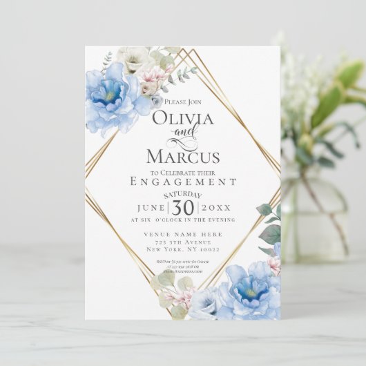 VERLOVING | Tropische blauwe Waterverf bloemen Kaart (Staand voorkant)