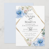 VERLOVING | Tropische blauwe Waterverf bloemen Kaart (Voorkant / Achterkant)