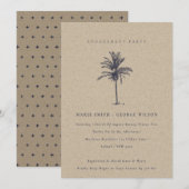 Verloving Tropische palmboom Navy Kraft Noite Bedankkaart (Voorkant / Achterkant)
