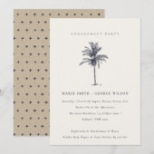 Verloving Tropische palmboom Navy Kraft Noite Bedankkaart (Voorkant / Achterkant)