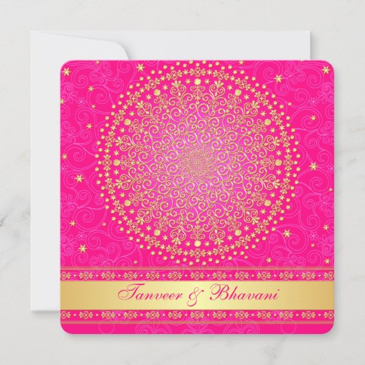 Verloving uitnodigen | Intriciteitsroze, gouden sc Kaart (Voorkant)