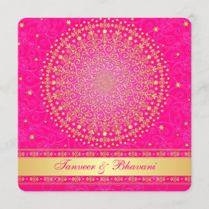 Verloving uitnodigen Intriciteitsroze, gouden sc Kaart