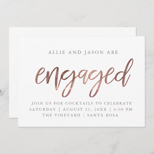 Verloving Uitnodiging | Faux Foil (Voorkant / Achterkant)