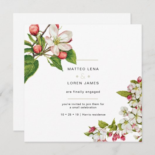 Verloving Uitnodiging (Floral) (Voorkant / Achterkant)