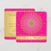 Verloving Uitnodiging | Ganesh Pink Gold Scroll (Voorkant / Achterkant)