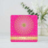 Verloving Uitnodiging | Ganesh Pink Gold Scroll (Staand voorkant)