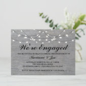 Verloving Uitnodiging Grijze houten vloer (Staand voorkant)