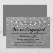 Verloving Uitnodiging Grijze houten vloer (Voorkant / Achterkant)