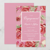 Verloving-uitnodiging voor rode rozen aankondiging (Voorkant / Achterkant)