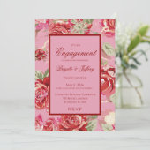 Verloving-uitnodiging voor rode rozen aankondiging (Staand voorkant)