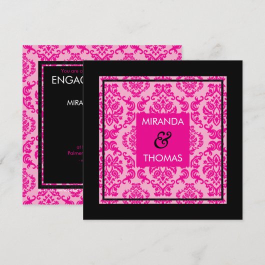 VERLOVING UITNODIGINGEN:: damask kleuren 2 Kaart (Voorkant / Achterkant)