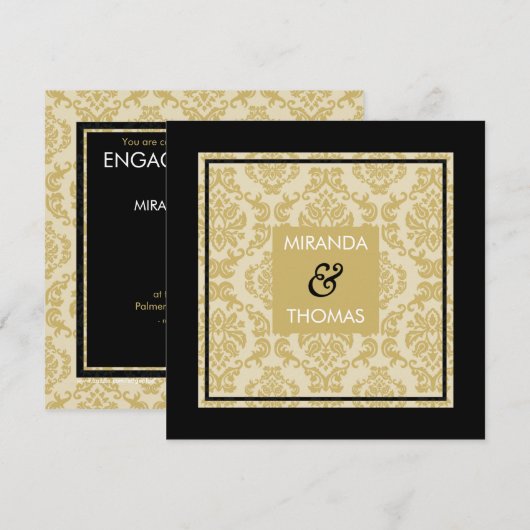 VERLOVING UITNODIGINGEN:: damask kleuren 3 Kaart (Voorkant / Achterkant)