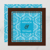 VERLOVING UITNODIGINGEN:: damask kleuren 4 Kaart (Voorkant / Achterkant)