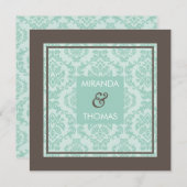 VERLOVING UITNODIGINGEN:: damask kleuren 5 Kaart (Voorkant / Achterkant)