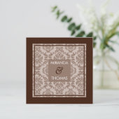 VERLOVING UITNODIGINGEN:: damask kleuren 6 Kaart (Staand voorkant)