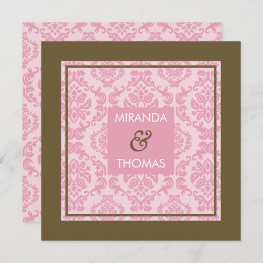 VERLOVING UITNODIGINGEN:: damask kleuren 9 Kaart (Voorkant / Achterkant)
