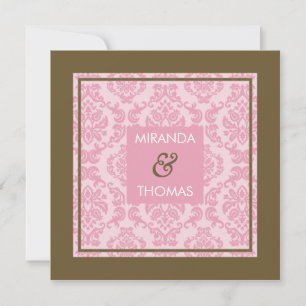 VERLOVING UITNODIGINGEN:: damask kleuren 9 Kaart