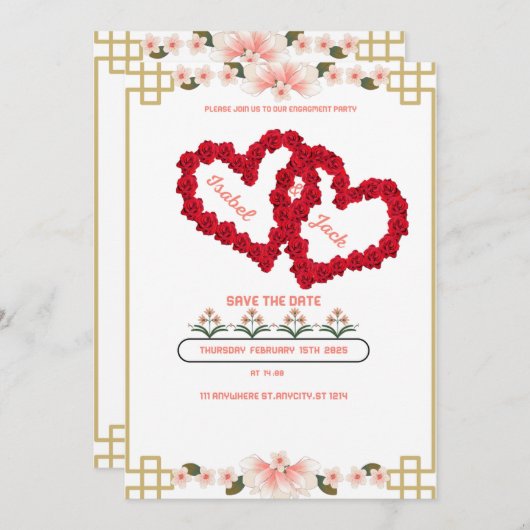 verloving uitnodigingskaartGrootte: 5 "x 7" Kaart (Voorkant / Achterkant)