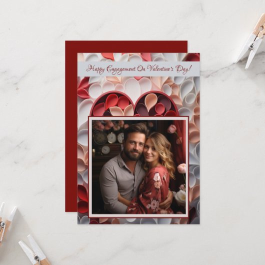 Verloving Valentijnsdag Lovecore gepersonaliseerd  Kaart (Voorkant / Achterkant in situ)