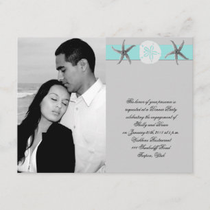 Verloving van Aqua en Gray Band Starfish Wedding Kaart