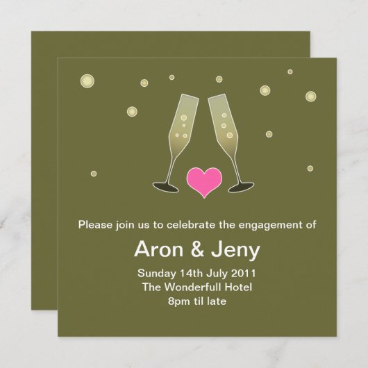 Verloving van champagne kaart (Voorkant / Achterkant)