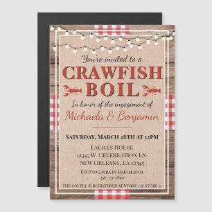 Verloving van Crawfish Boil Lobster Party Magnetische Uitnodiging