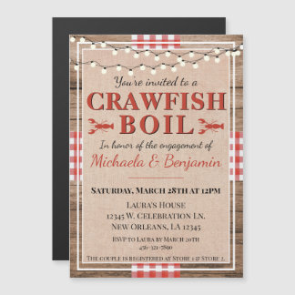 Verloving van Crawfish Boil Lobster Party Magnetische Uitnodiging