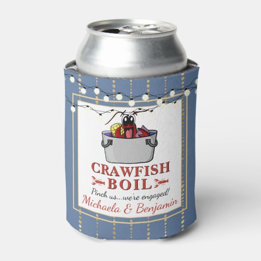 Verloving van Crawfish Seafood Boil Blue Gold Part Blikjeskoeler (Blikje Voorkant)