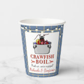Verloving van Crawfish Seafood Boil Blue Gold Part Papieren Bekers (Achterkant)