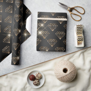 Verloving van de bruine en gouddiamant cadeaupapier