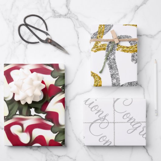 Verloving van Floral gold en zilver  Inpakpapier Vel (Voorkant)