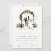 Verloving van Floral Wedding Arch Beach Seascape Kaart (Voorkant)