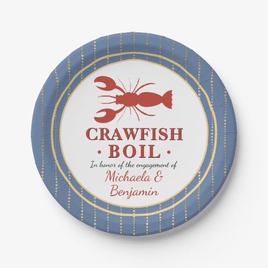 Verloving van gepersonaliseerde Crawfish Boil Lobs Papieren Bordje (Voorkant)