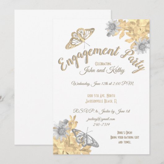 Verloving van gouden en zilvervetten kaart (Voorkant / Achterkant)