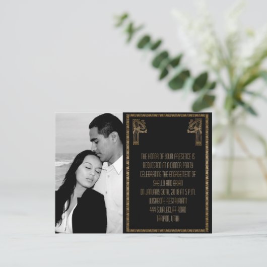 Verloving van het donkerbruin en goudkunst Deco Pe Kaart (Staand voorkant)