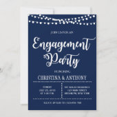 Verloving van Navy Blue String Lights Kaart (Voorkant)